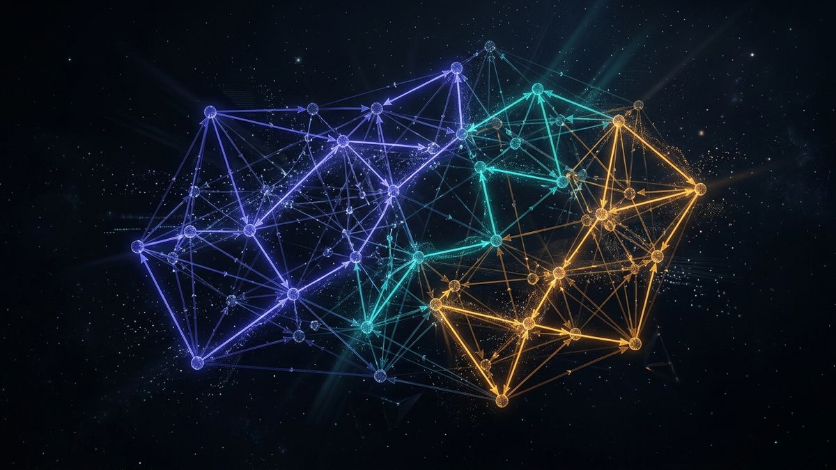Abstrakte Darstellung mathematischer Graphen und KI-gestützter Problemlösung
