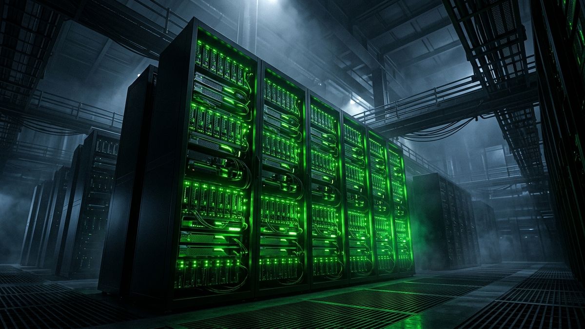 Jensen Huang auf der GTC 2026 Bühne mit Vera Rubin GPU-Rack im Hintergrund