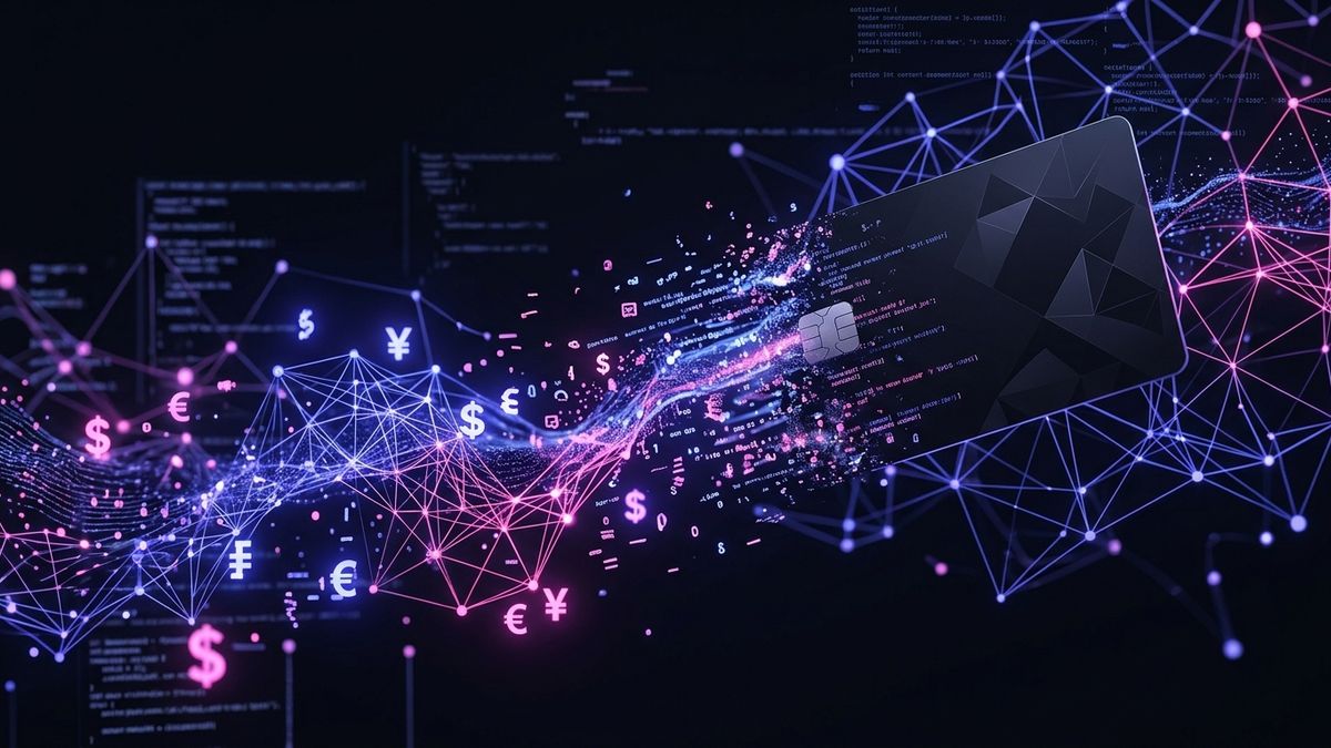 Abstrakte Darstellung von KI-Agenten im digitalen Zahlungsverkehr